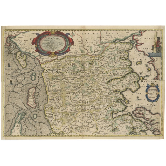 Northern Schleswig and Haderslev Map by Johannes Mejer and Johannes Blaeu, 1662 For Sale