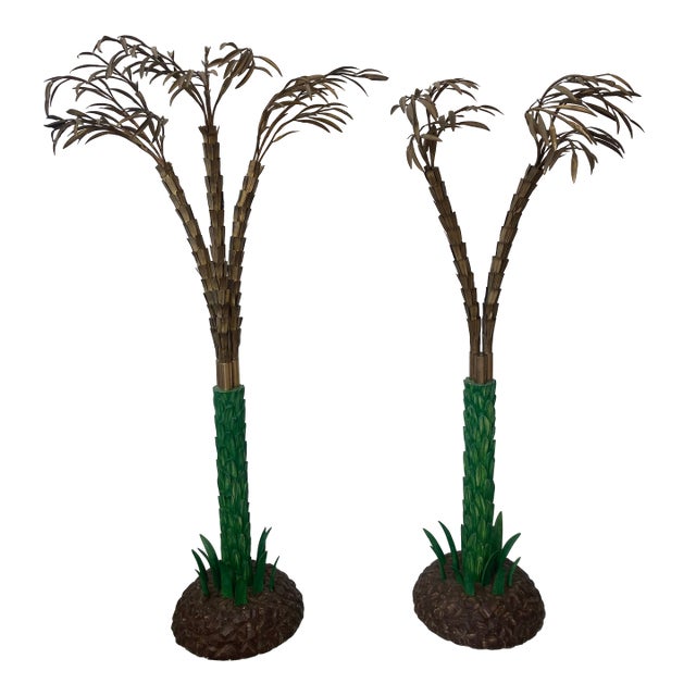 Jansen Gilt Bronze Palm Trees Life Size a Pair For Sale