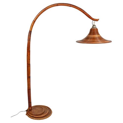 Midcentury Bamboo and Rattan Arc Floor Lamp, 1970s For Sale - Image 18 of 18