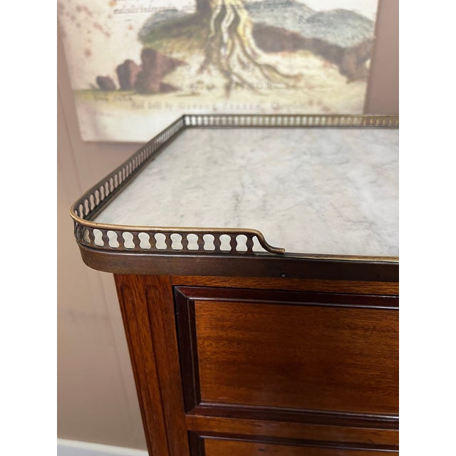 Antique French Chest of Drawers Semainier Louis XVI White Marble Mahogany C1900 For Sale In Dallas - Image 6 of 18
