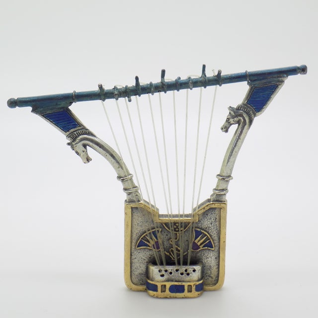 Vintage Handmade Egyptian Lyre Figurine in Silver, Florence, Italy, 1980s For Sale - Image 11 of 18