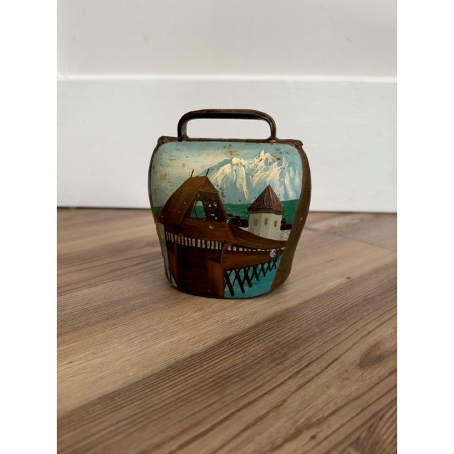 Vintage Hand-Painted Brass or Metal Cowbell Souvenir For Sale - Image 10 of 10