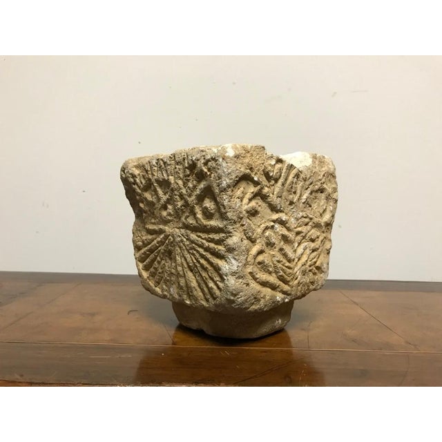 15th Century & Earlier Cypriot Byzantine Limestone Mortar with Craved Abstract Decoration For Sale - Image 5 of 12