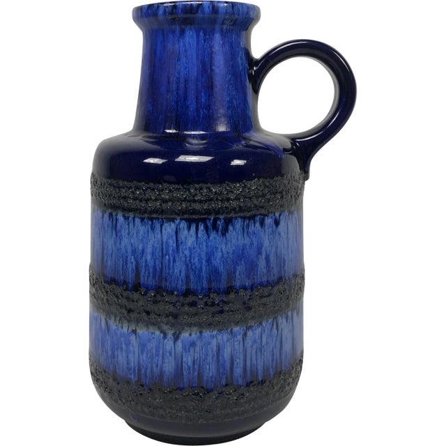 Vintage No. 408-40 Blue Fat Lava Floor Vase from Scheurich, 1960s For Sale - Image 10 of 10