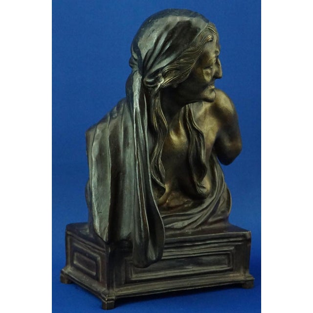 Vincenzo Gemito, Art Nouveau bronze sculpture titled La Sibilla, 19th Century, Naples Italy For Sale - Image 4 of 18