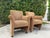 Milo Baughman Vintage Postmodern Rolled Arm Club Chairs With Brass Ball Casters, a Pair For Sale - Image 4 of 12