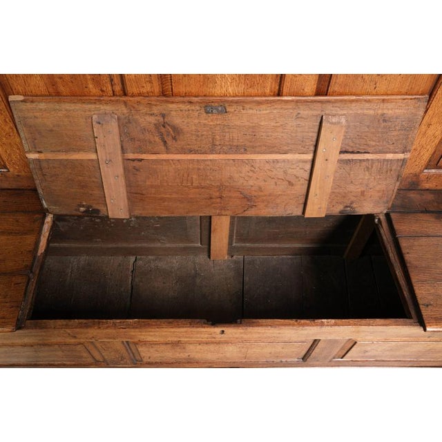 Antique English Oak Hall Bench with Storage Space For Sale - Image 11 of 18