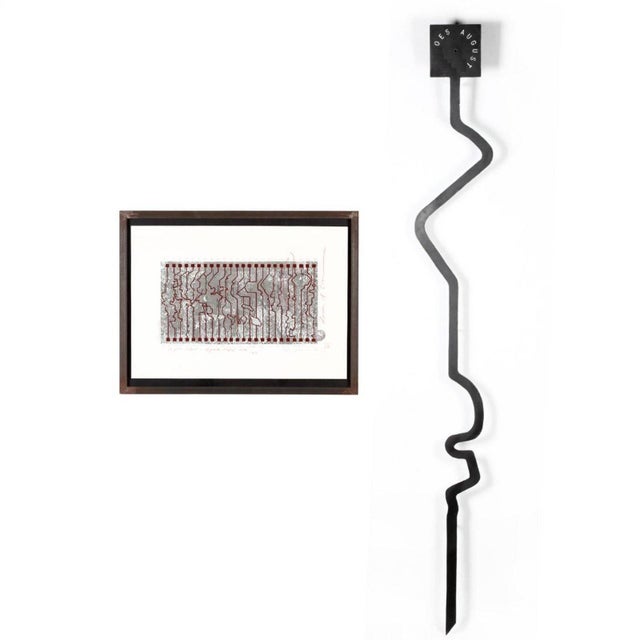 Francoise Schein, MIxed Media Conceptual Art Sculpture Drawing Human Rights Welded Iron, c.1990's For Sale