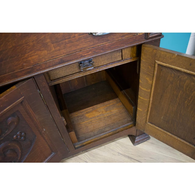 Brown Antique Art Nouveau Oak Sideboard, 1900s For Sale - Image 8 of 12