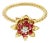 Tall Ruby Tulip Ring 14k Yellow Gold, Size 3 For Sale