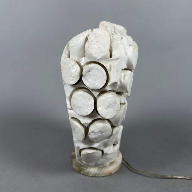 Sculptural Abstract Face Table Lamp in Marble, 20th Century For Sale - Image 6 of 15