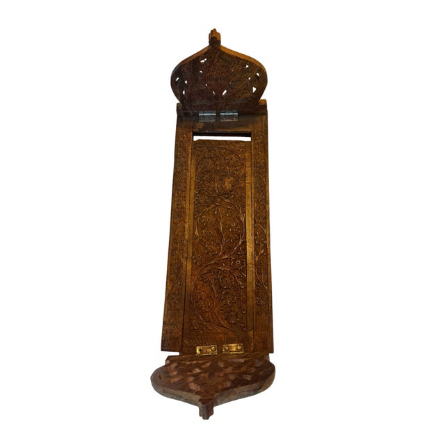 Indian Vintage Hand-Carved Indian Rosewood (Sheesham) Folding Book Stand / Lectern With Intricate Floral Carvings For Sale - Image 3 of 10