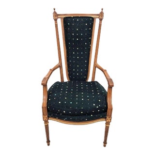 Vintage Italian Renaissance Directoire Hunter Green Desk Dining Accent Armchair For Sale