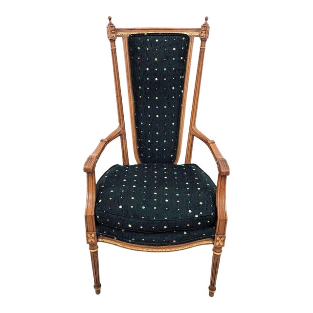 Vintage Italian Renaissance Directoire Hunter Green Desk Dining Accent Armchair For Sale