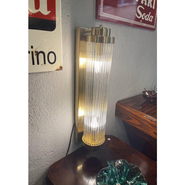 Vintage Crystal Sconce in Brass and Crystal, 1940s For Sale - Image 4 of 7