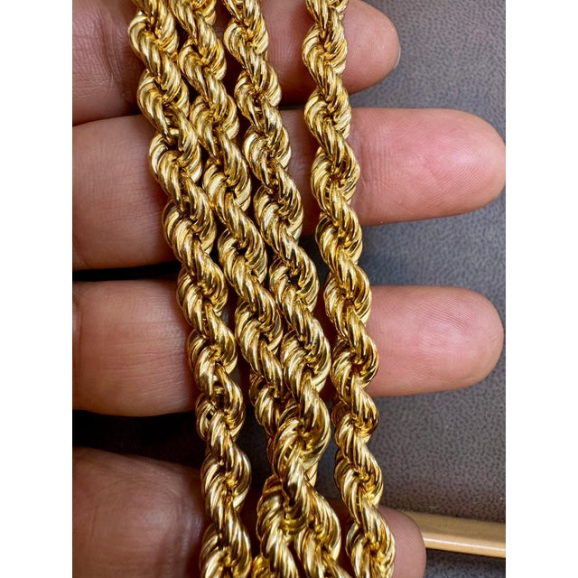 Contemporary Vintage 14 Karat Yellow Gold 49.2 Gm, Rope Chain, 3.3 mm Necklace, 36 " Long For Sale - Image 3 of 18