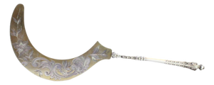 Sickle-Shaped Silver Knife with Engraved Floral Motifs and Raised Handle Pommel