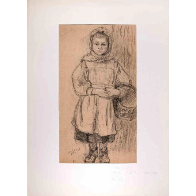 Marcellin Desboutin, Portrait of Child, Original Drawing, 1901 For Sale