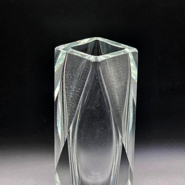 Glass Mid 20th Century Flavio Poli for Seguso Faceted Murano Crystal Vase For Sale - Image 7 of 12