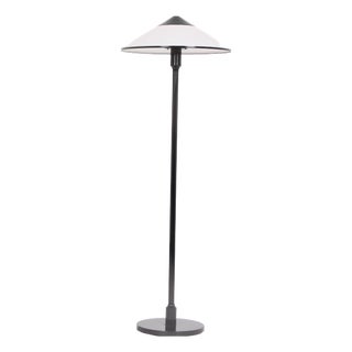 Floor Lamp in Black Metal and Plastic with White Shade, 1960s For Sale