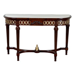 1980s Vintage Ardley Hall Neoclassical Style Granite Top Parcel Gilt Console Table For Sale