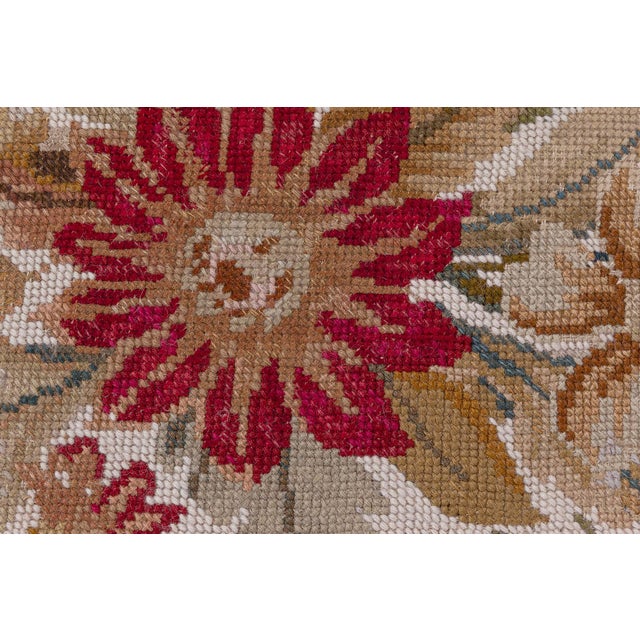 Beige Antique 19th Century European Needlepoint Rug For Sale - Image 8 of 9