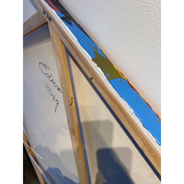 Abstract Contemporary Large Colorful Abstract Painting by Stan Edwards For Sale - Image 3 of 3