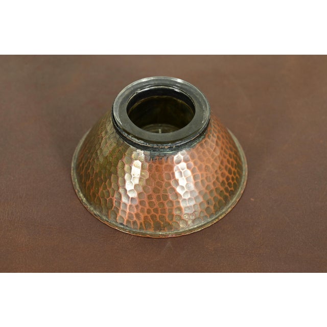 A gorgeous Arts & Crafts period hand hammered copper inkwell By Roycroft (signed with impressed orb and cross mark) USA,...