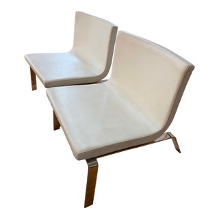 Pair of Blu Dot Stella Lounge Chairs in White Leather For Sale
