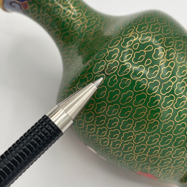 Green Vintage Cloisonné Bud Vases - a Pair For Sale - Image 8 of 8