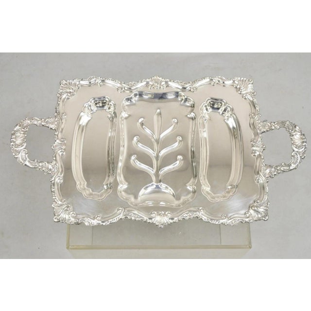 Vintage Victorian Silver Plated Twin Handle Meat Cutlery Serving Platter Tray For Sale - Image 10 of 12