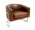Pasargad Home Vicenza Genuine Leather Barrel Chair, Brown For Sale