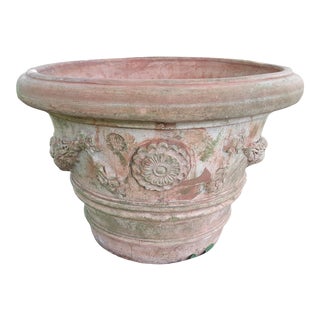 Italian Fruit & Rosette Motif Terracotta Planter For Sale