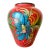 1930s Red Mexican Tonala Hand Painted Vase, Antique Floral Folk Art Pottery For Sale