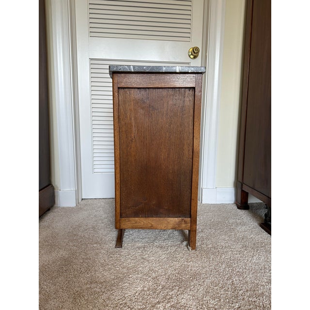 Antique French Table De Chevet Art Deco Nightstand With Marble Top