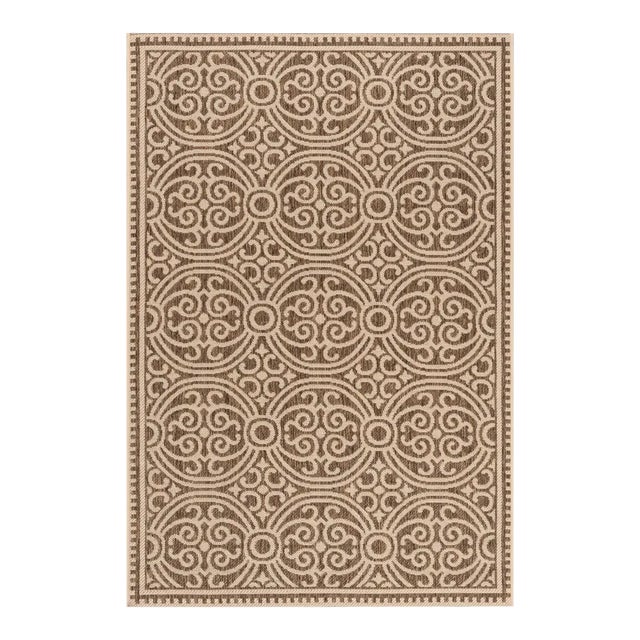 Pool House Indoor Outdoor Rug Cream & Beige 4'x6' For Sale