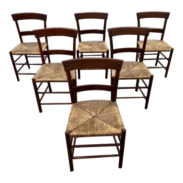1950s Rustic French Mid-Century Modern Dining Chairs, Style of Charlotte Perriand For Sale