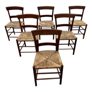 1950s Rustic French Mid-Century Modern Dining Chairs, Style of Charlotte Perriand