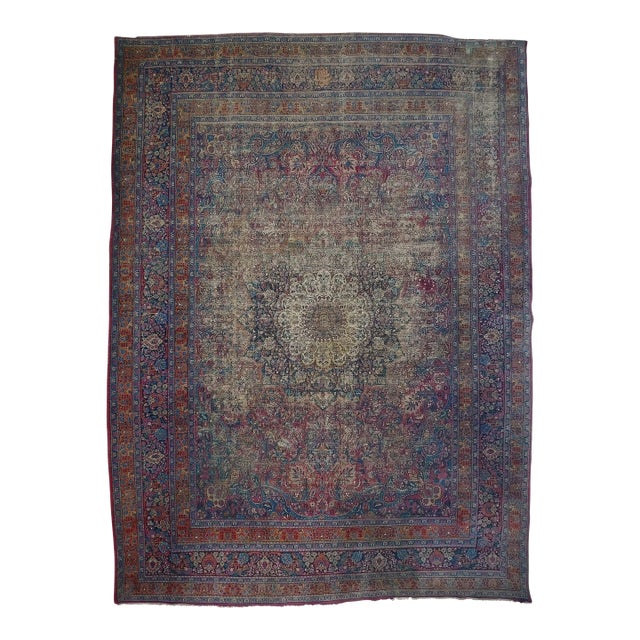 1920s Antique Persian Mashad Hand Made Rug. 8'8"x 11'4" For Sale
