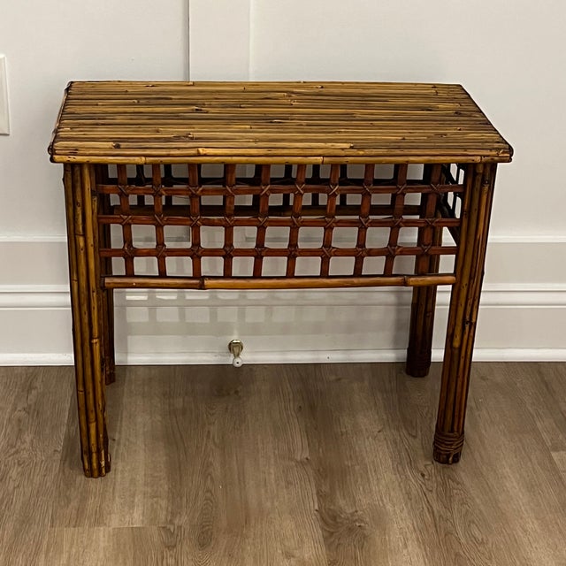 Vintage Pencil Reed Bamboo Side Table For Sale - Image 14 of 18