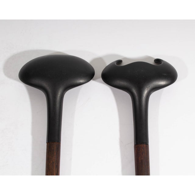 Mid-Century Teak and Melamine Salad Servers For Sale - Image 4 of 4