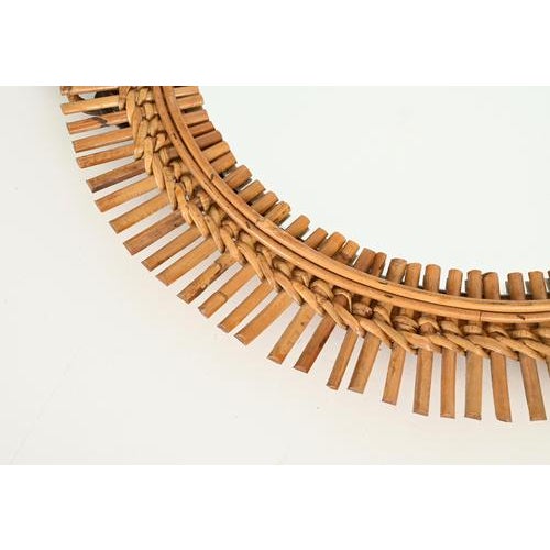 Round Rattan and Bambo Mirror with Chain attributed to Franco Albini, Italy, 1960s For Sale - Image 10 of 13