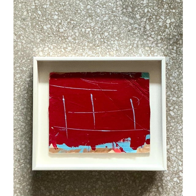 Vintage Framed Red Abstract Painting For Sale - Image 13 of 14