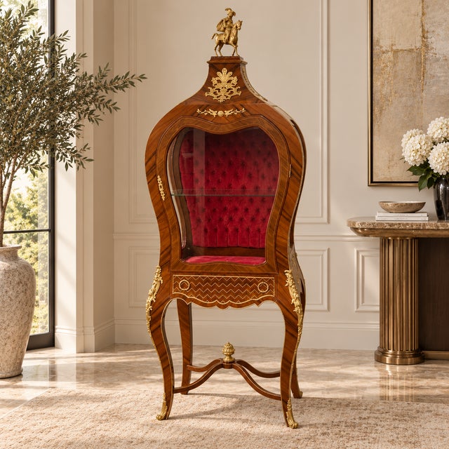 Make a dramatic statement with this one-of-a-kind Rococo-style display vitrine, crafted in richly finished wood and...