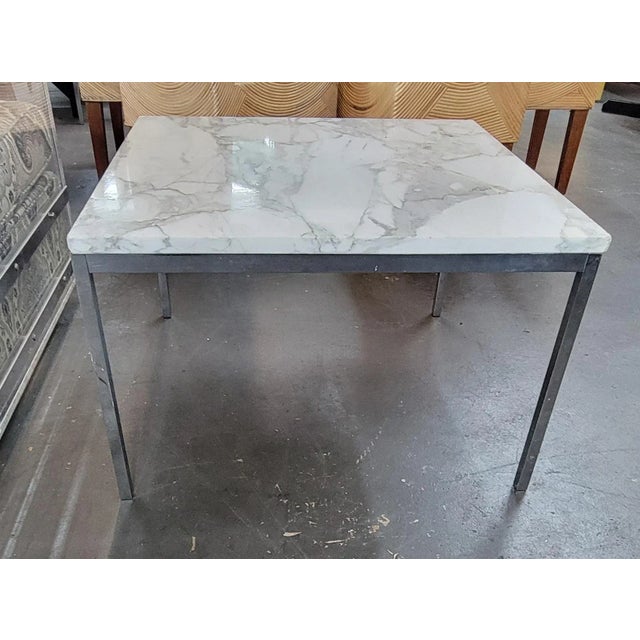 Mid-Century Modern Vintage Marble and Chrome End Table For Sale - Image 3 of 6