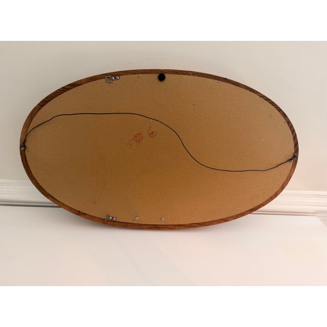 1980s Vintage 1980s Oval Oak Wall Mirror With Walnut Stain, 32.5” X 19” For Sale - Image 5 of 7