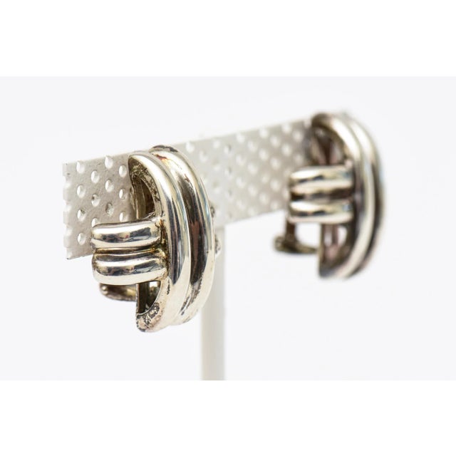 Silver Tiffany Sterling Silver Criss Cross Lever Back Earrings 1990's Pair Of For Sale - Image 8 of 12
