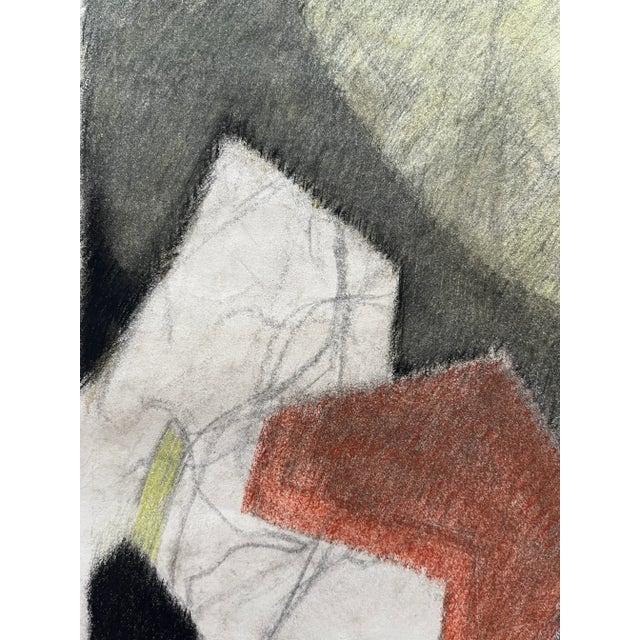 Paper 1980s "Yellow and Black" Soft Pastel Abstract Drawing For Sale - Image 7 of 10