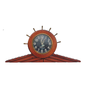 1940's Wwii Chelsea Marine Captain Wheel Mantel Clock in Decorative Solid Wood Display Case