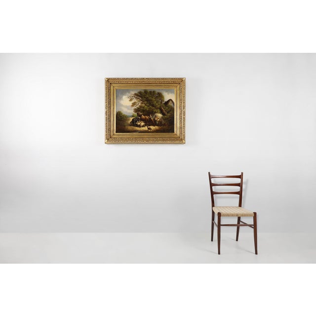 A large Baroque painting with gilded wooden frame, Belgium ca. 1900. Signed in the left corner. This stunning painting...